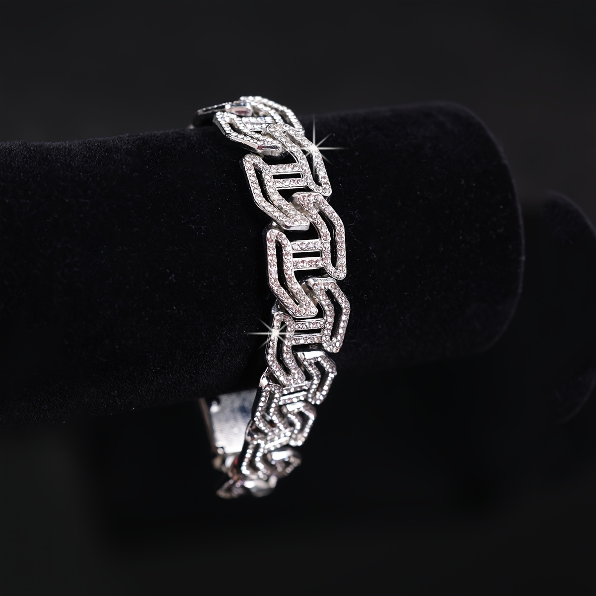 Men's Iced-Out Cuban Link Chain Necklace, Durable Zinc Alloy